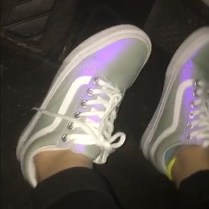Gray/purple (holographic) womens vans